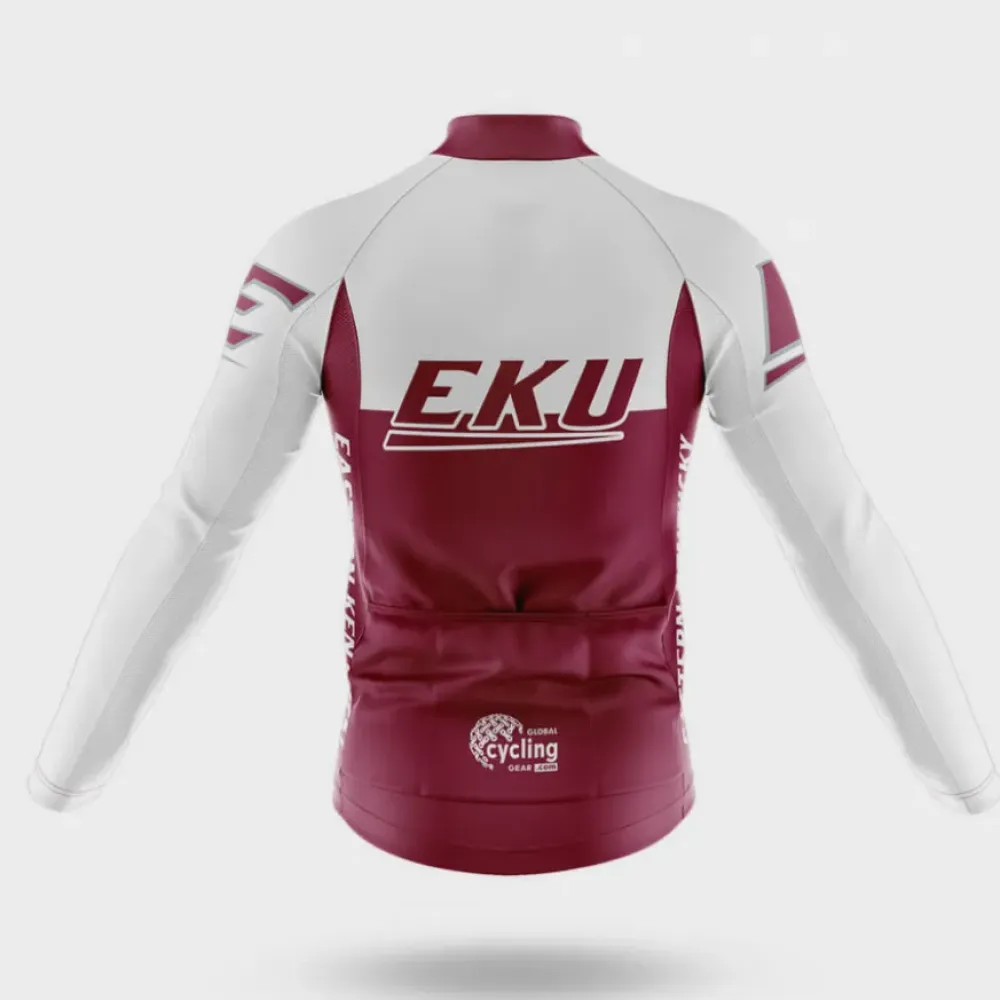 Eastern Kentucky University Long Sleeve Cycling Jersey White/Burgundy/Red