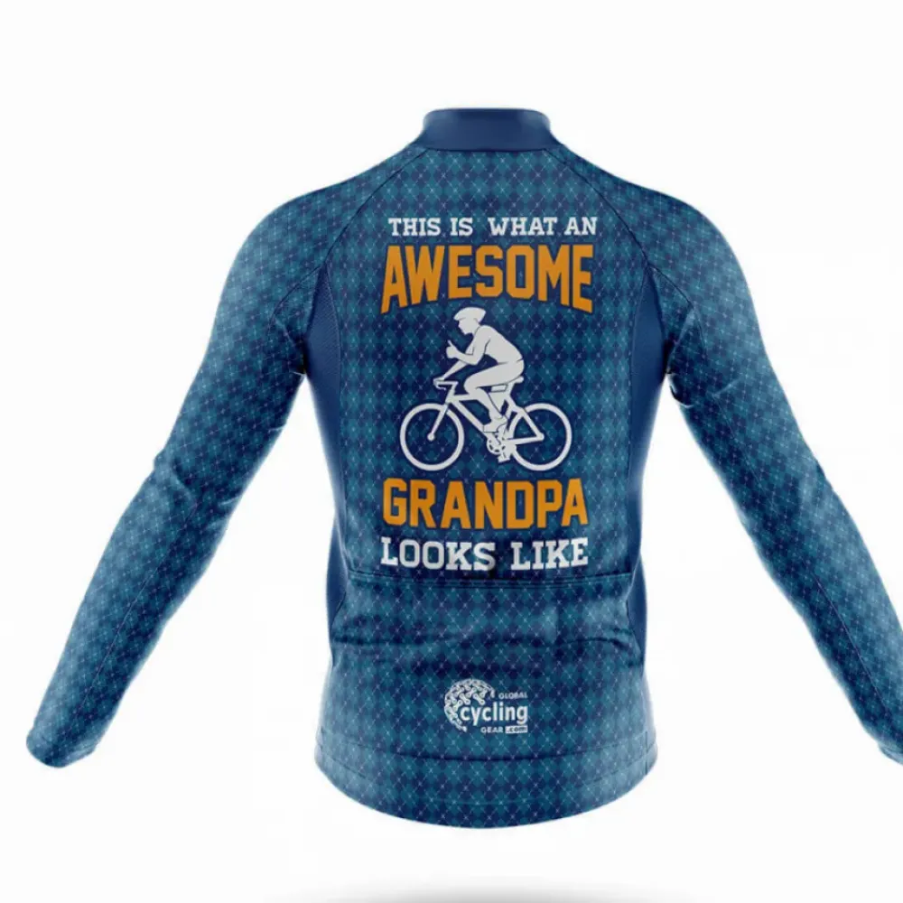 Awesome Grandpa V4 Cycling Jersey Blue/Grey/Orange