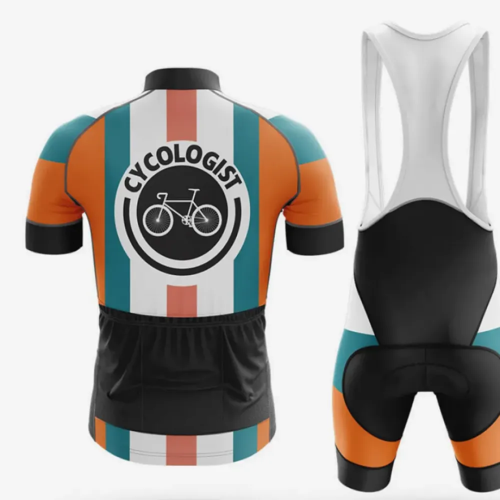 Cycologist Long Sleeve Cycling Jersey Ver.2 Geometric Pattern Orange/Teal/White