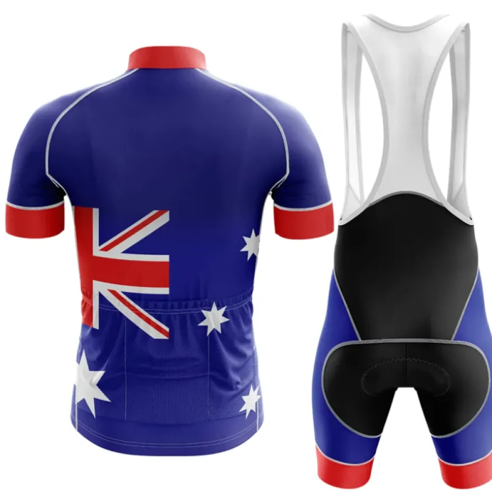 Australia Men's Cycling Kit / Jersey   Bibs Australian Flag Blue/Red/White