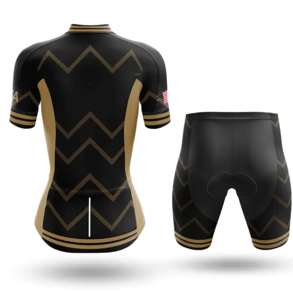 USA Women V17 Cycling Jersey Black/Gold/White
