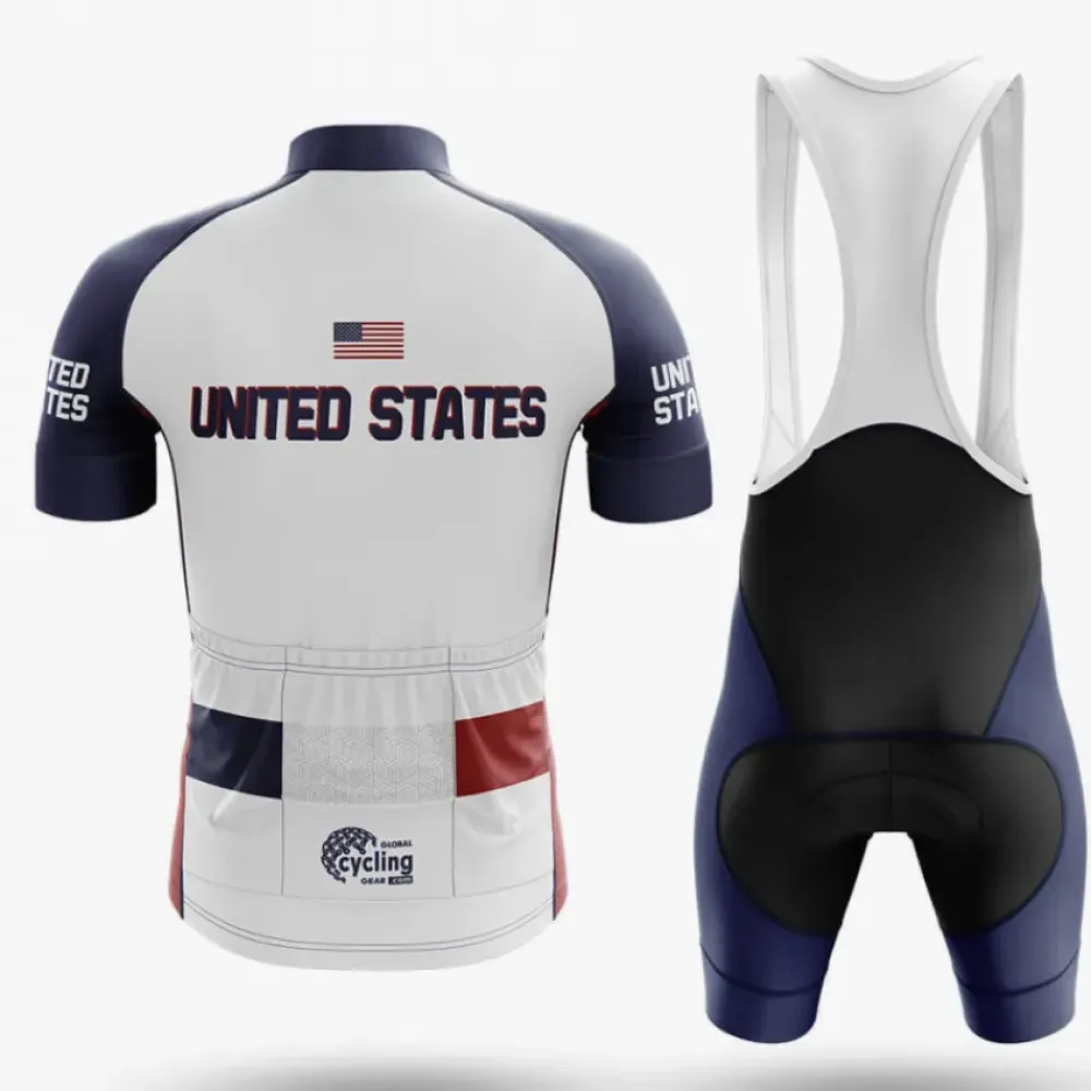United States Colors Cycling Jersey Long Sleeve White/Red/Navy