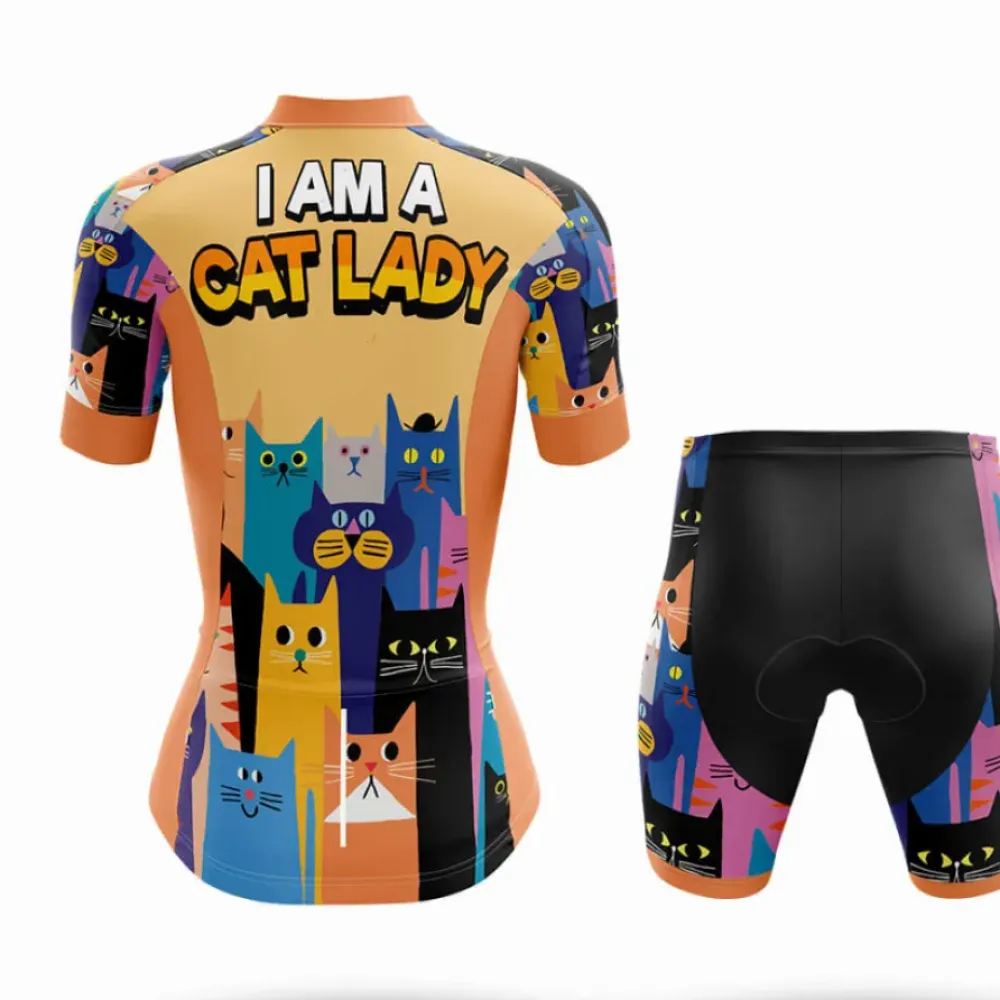 Cat Lady Long Sleeve Cycling Jersey Yellow/Orange/Purple