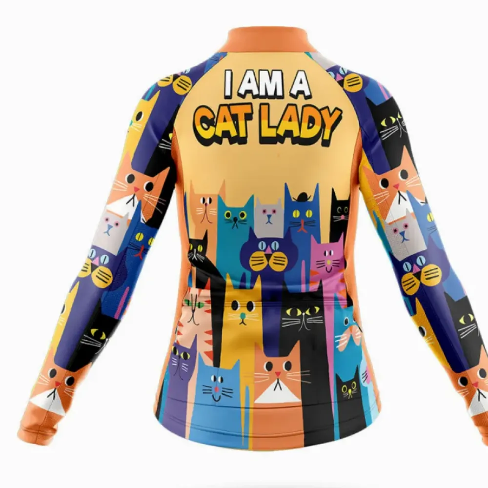 Cat Lady Long Sleeve Cycling Jersey Yellow/Orange/Purple