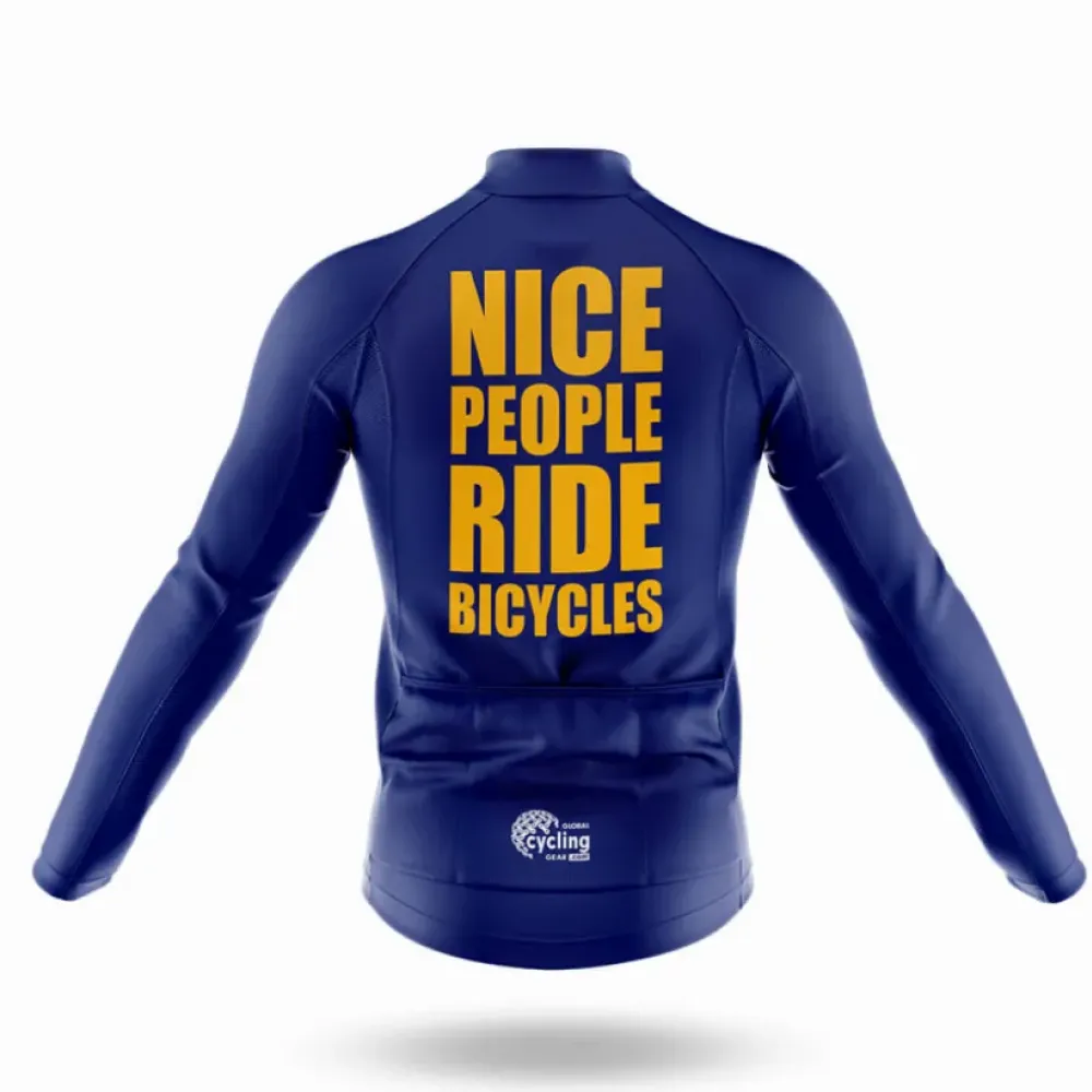 Nice People Long Sleeve Cycling Jersey Navy/Gold/White