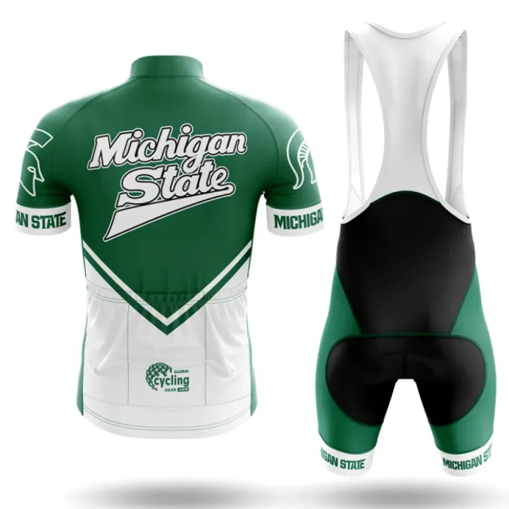 Michigan State Cycling Bibs Comfortable Green/White/Black