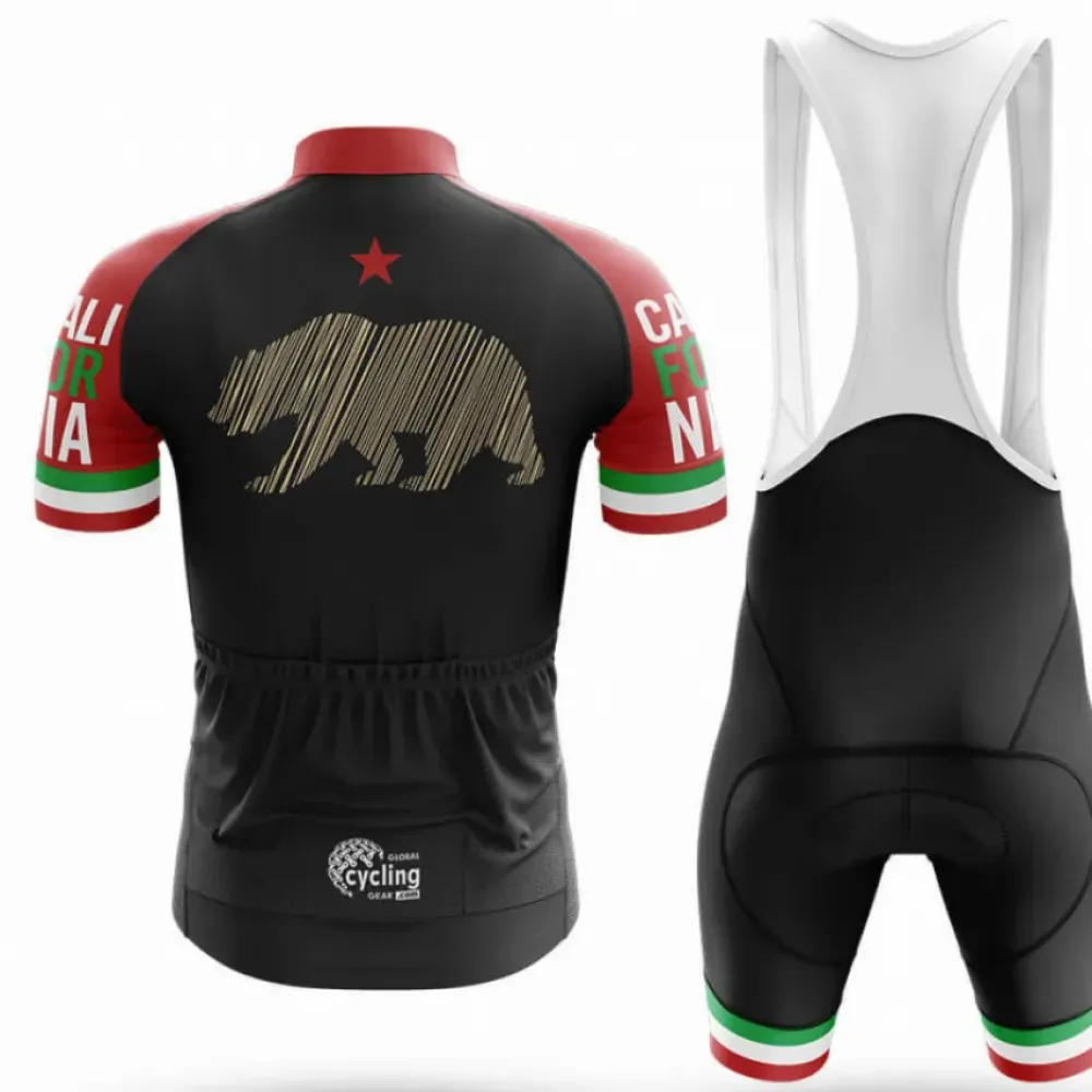 California Icon Cycling Bibs Comfortable Black/Green/Red