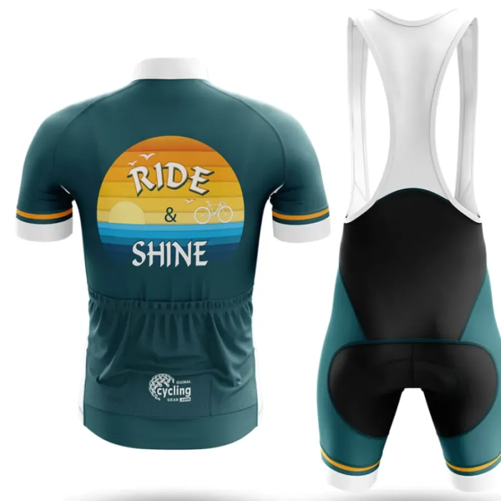 Ride And Shine Cycling Bibs Breathable Teal/White/Gold