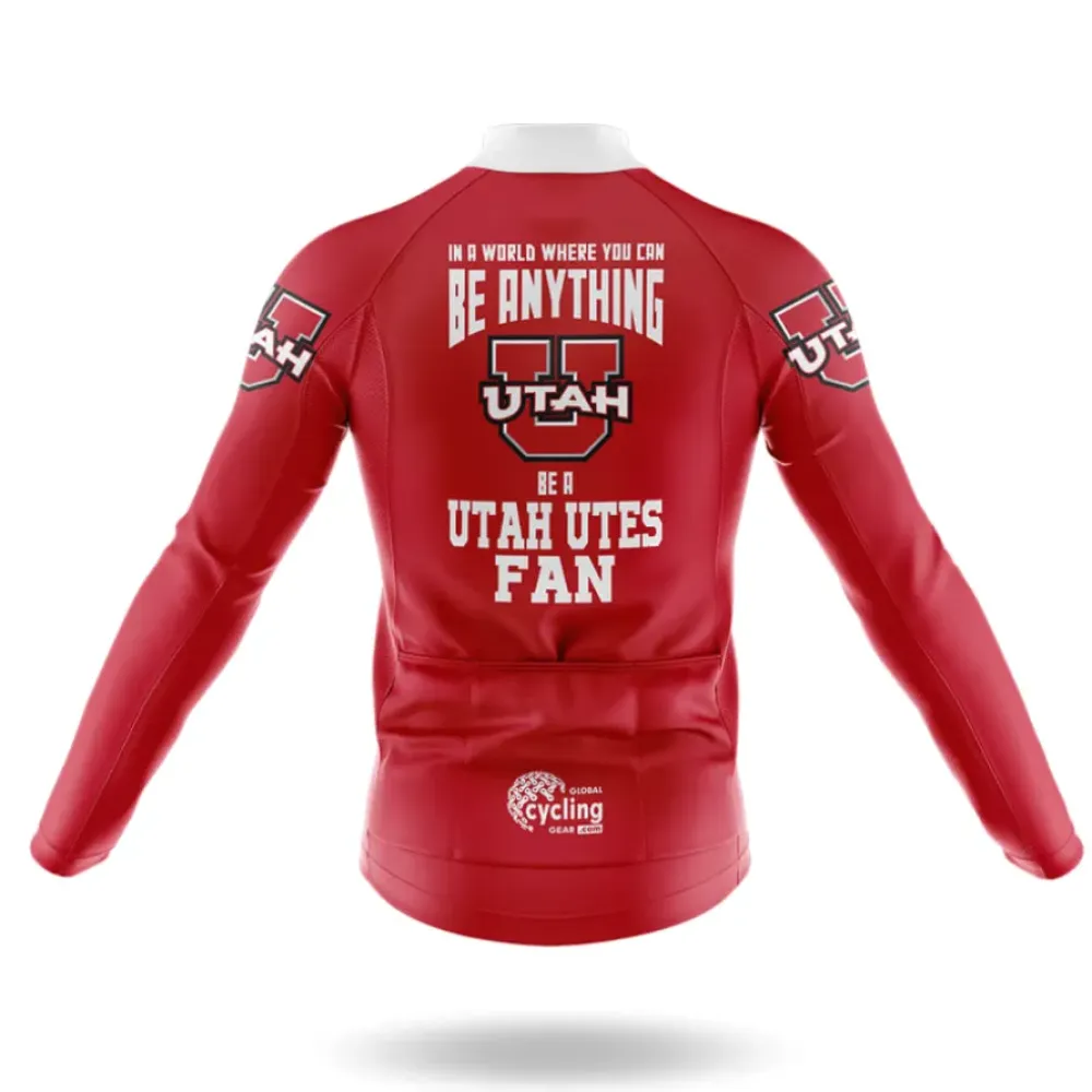 Utah Utes Fan Long Sleeve Cycling Jersey Red/White/Black