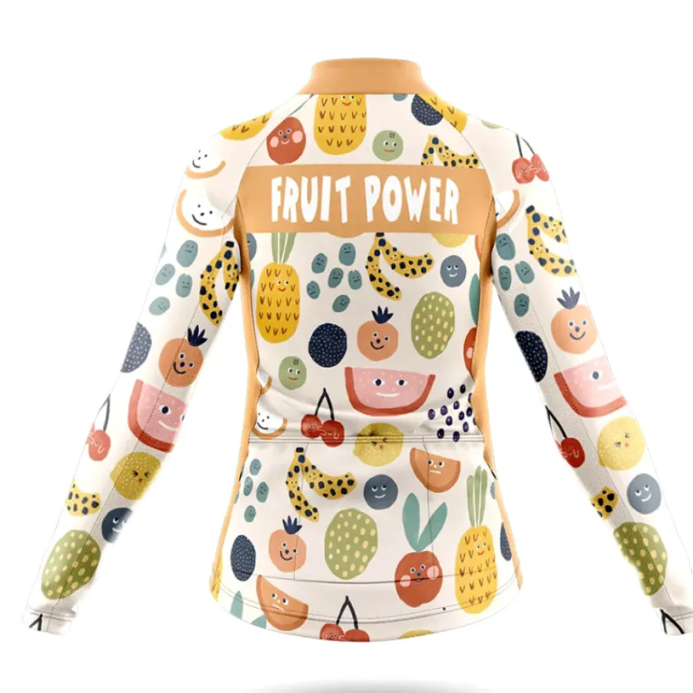 Fruit Power Long Sleeve Cycling Jersey Banana/Green/White