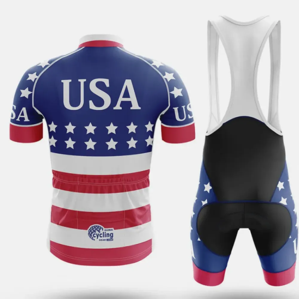 Cycling Bibs USA Flag Navy/Red/White