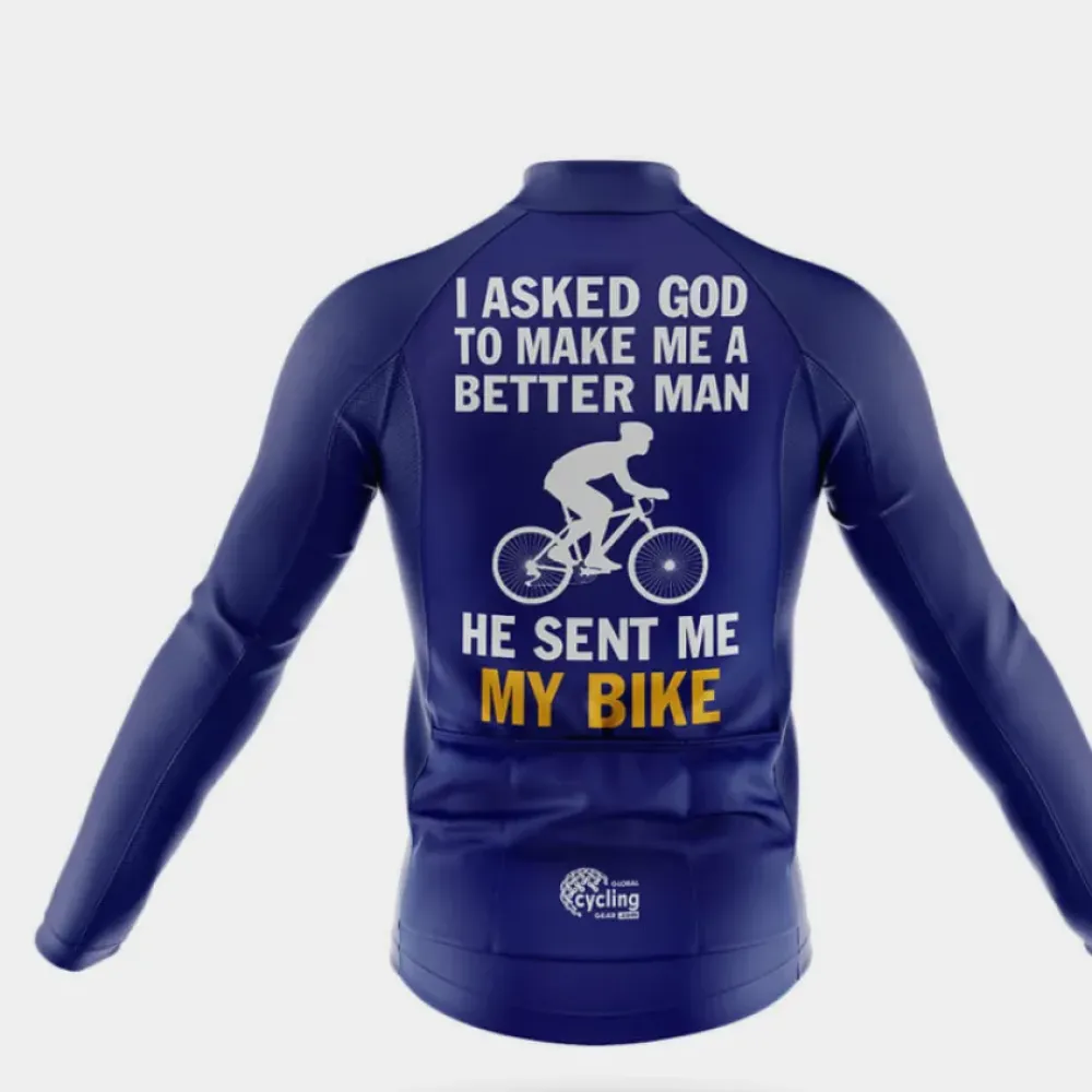 Better Man Long Sleeve Cycling Jersey Ver.2 Navy/Gold/White