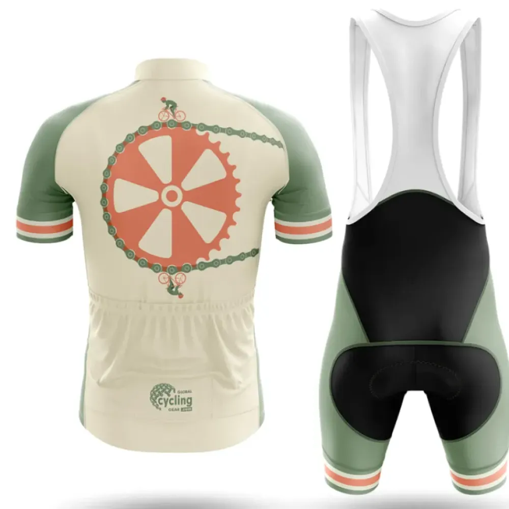 Bike In Bike Cycling Jersey Vintage Style Green/White/Red