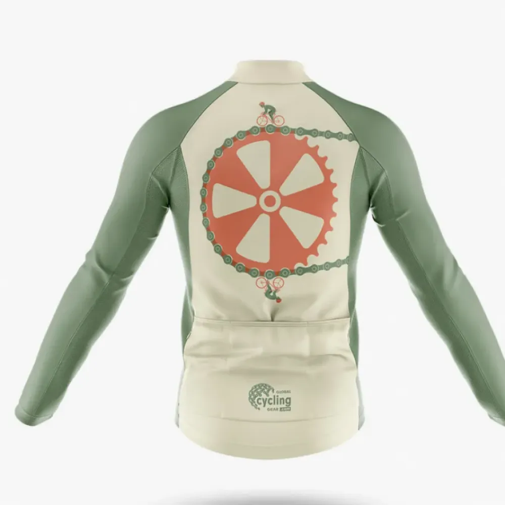 Bike In Bike Cycling Jersey Vintage Style Green/White/Red