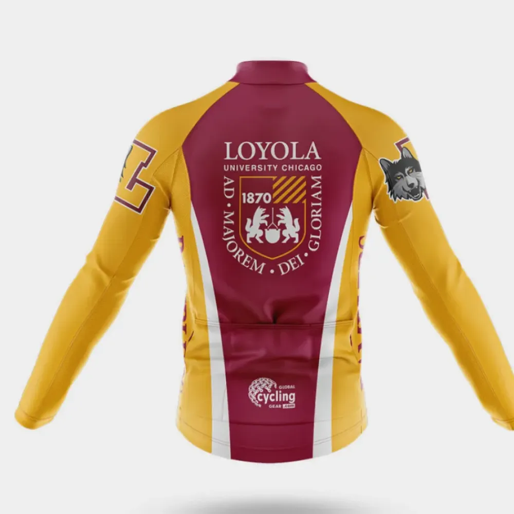 Loyola University Chicago Cycling Jersey Long Sleeve Maroon/Gold/White