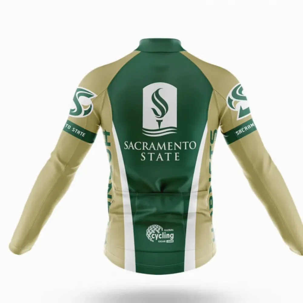 California State University Sacramento Long Sleeve Cycling Jersey Green/White/Brown