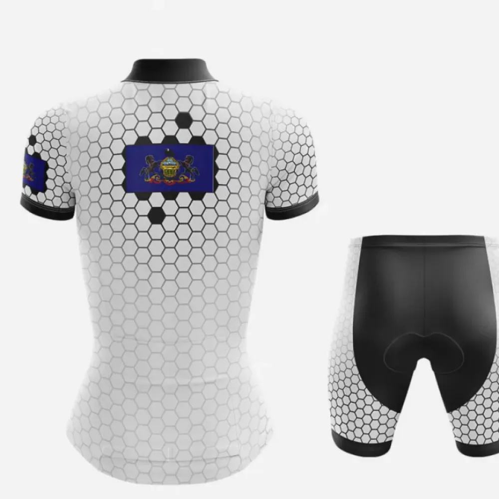 Pennsylvania V7 Cycling Kit White/Black/Blue