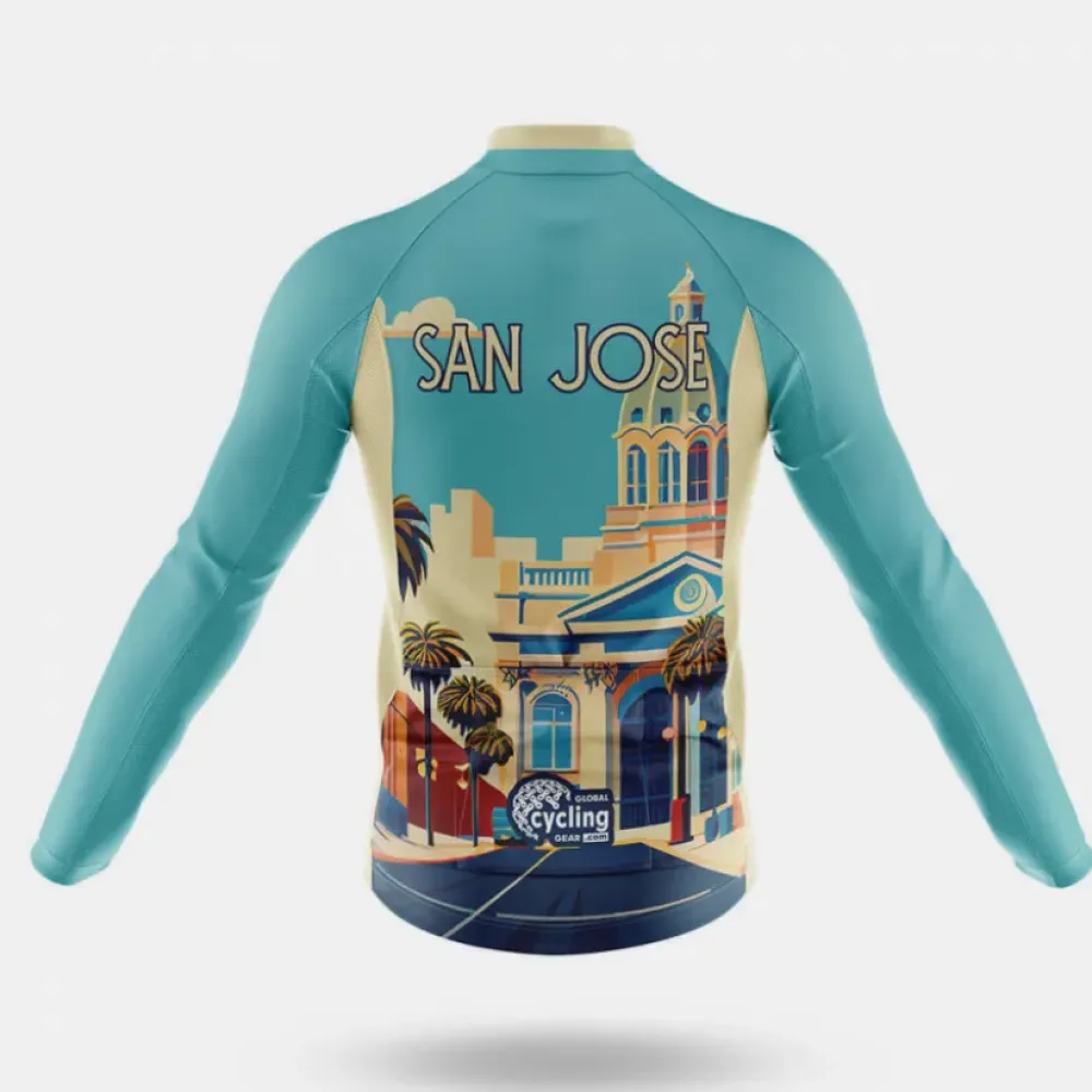 San Jose CA Cycling Jersey Vintage Teal/Pale Yellow/Blue