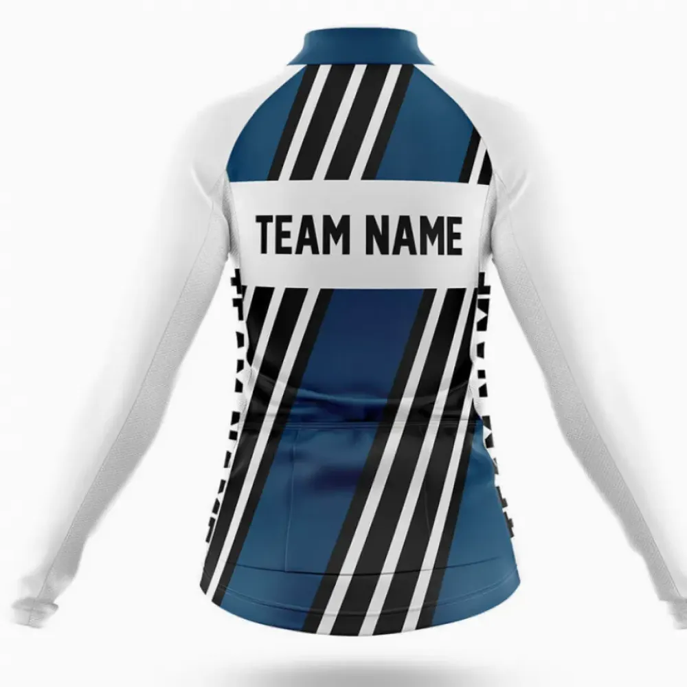 Custom Team Name M5 Navy Long Sleeve White/Navy/Black