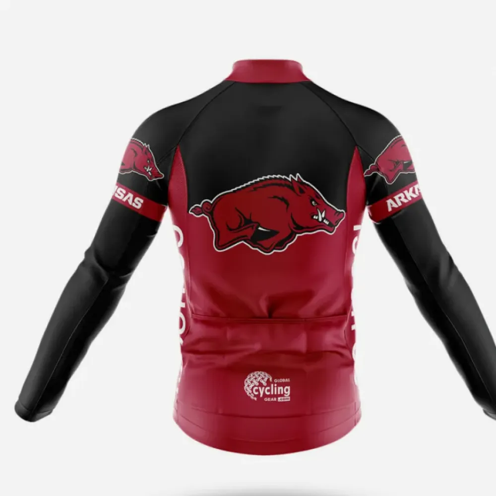 University of Arkansas Long Sleeve Cycling Jersey Arkansas Razorbacks Black/Red/White
