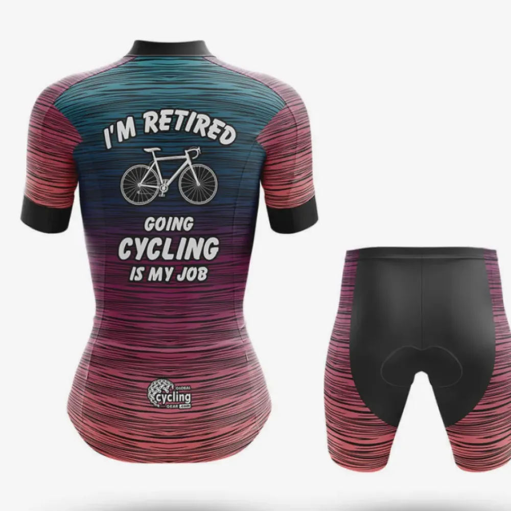 Cycling Is My Job Women's Long Sleeve Jersey Retired Teal/Purple/Red