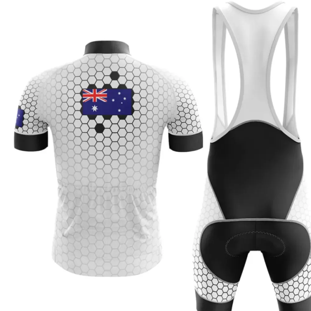 Australia V5 Cycling Bibs Hexagon Pattern Black/White/Grey