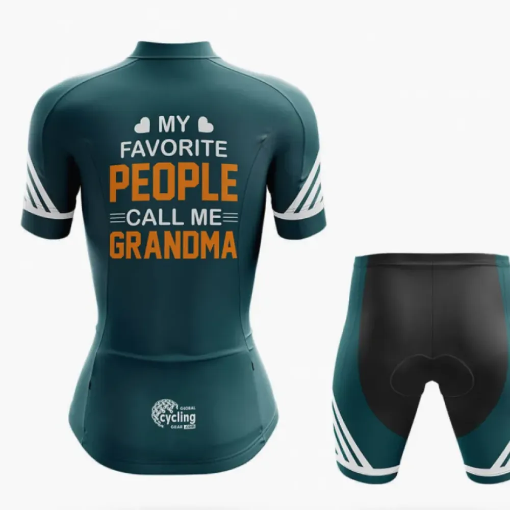 Grandma Call Me Cycling Shorts Green/Black/White