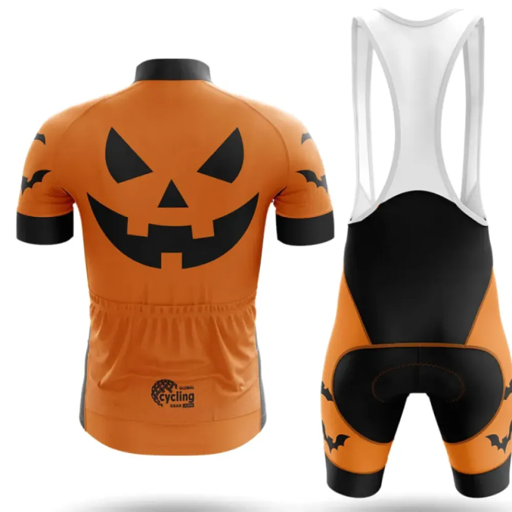 Orange Long Sleeve Cycling Jersey Pumpkin Face Black/Orange/Gold