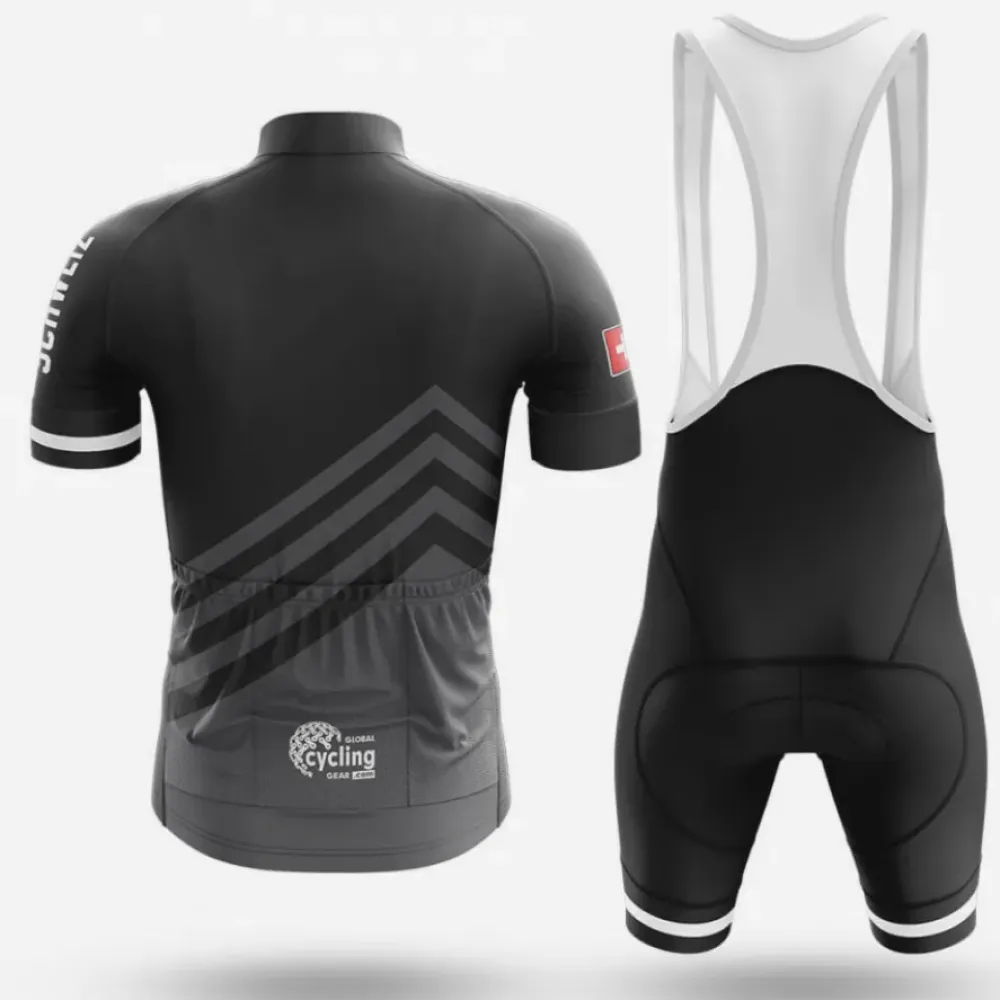 Schweiz S5 Black Cycling Jersey Black/Red/White