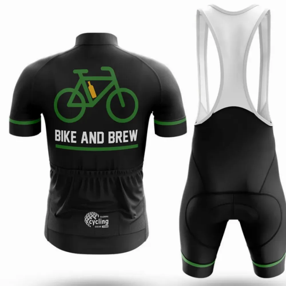Bike And Brew Long Sleeve Cycling Jersey Black/Green/Orange