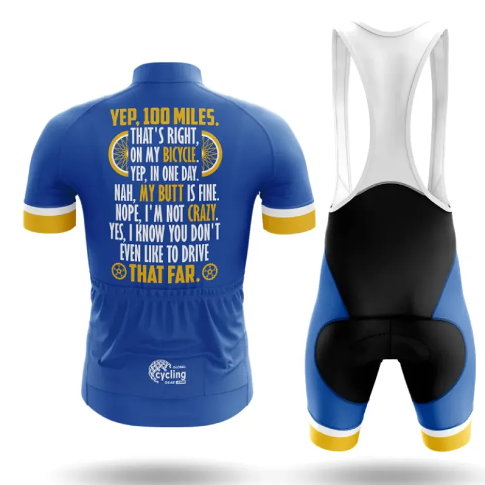 Cycling Jersey 100 Miles Blue/Yellow/Long Sleeve