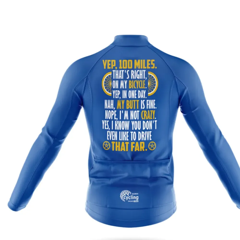 Cycling Jersey 100 Miles Blue/Yellow/Long Sleeve