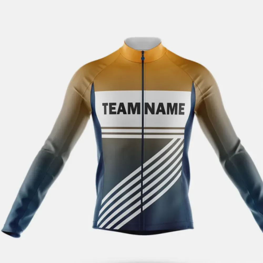 Custom Team Name S3 Yellow Cycling Jersey Feature Navy/White/Gold