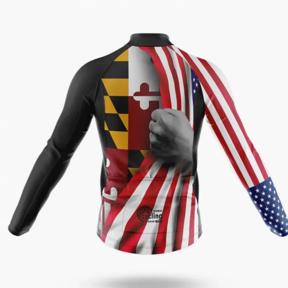 American Flag Maryland Cycling Jersey Red/White/Black