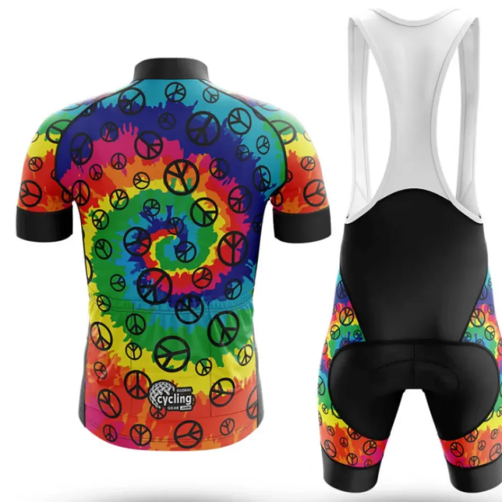 Cycling Bibs Peace Sign Rainbow/Black/Green