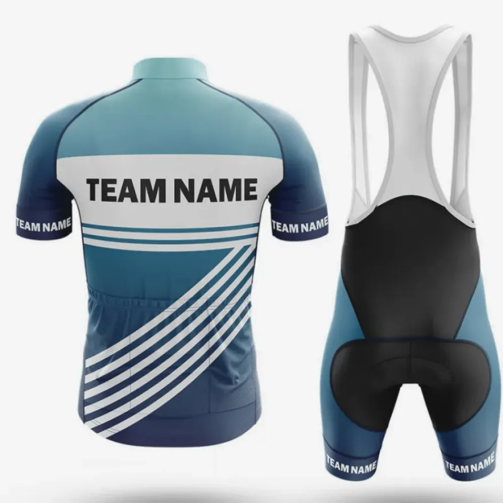 Cycling Bibs S3 Custom Team Name Blue/White/Grey