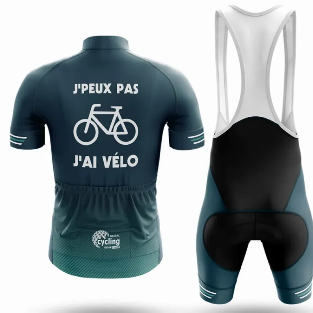Long Sleeve Cycling Jersey J'peux pas Navy/Teal/Grey