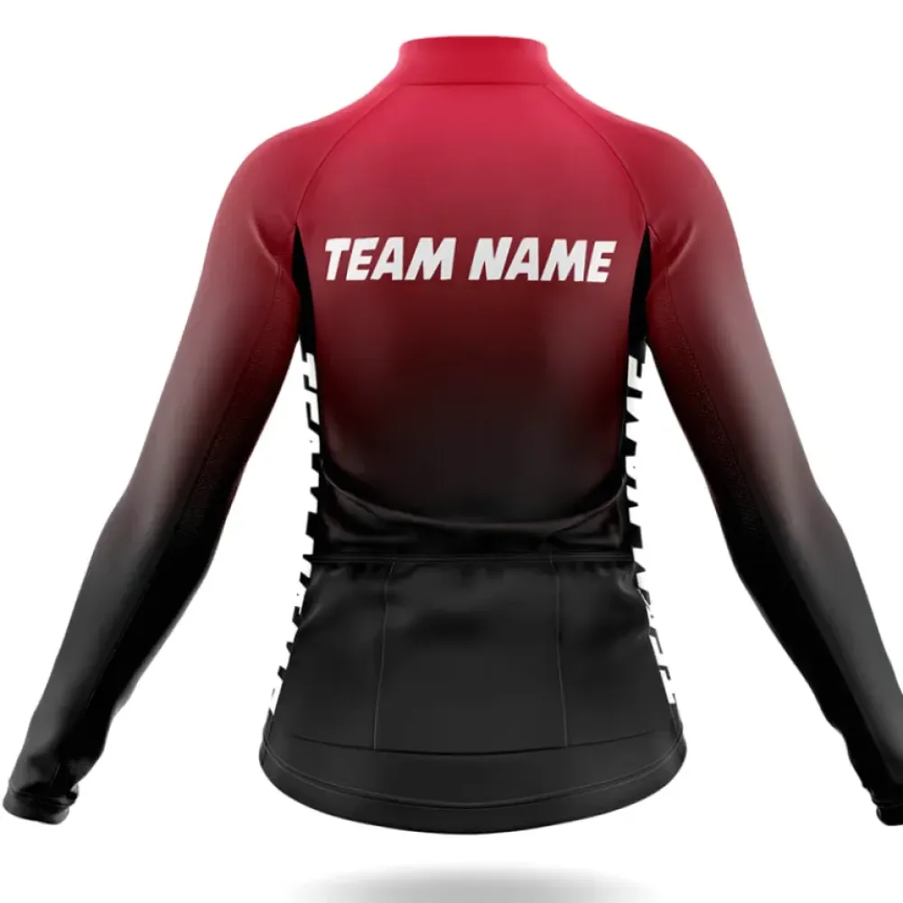 Custom Team Name M11 Long Sleeve Cycling Jersey Black/Red/White