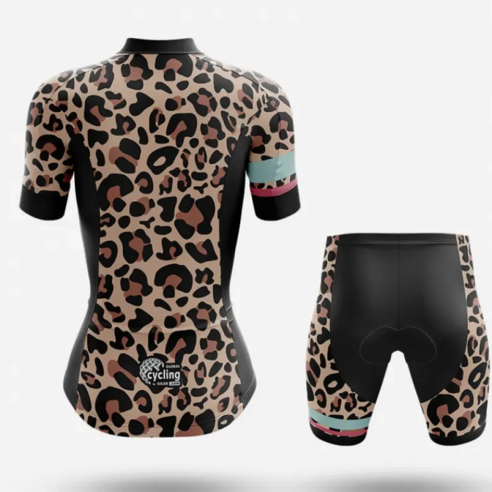 Leopard Women's Cycling Kit Full Set Black/Brown/Tan
