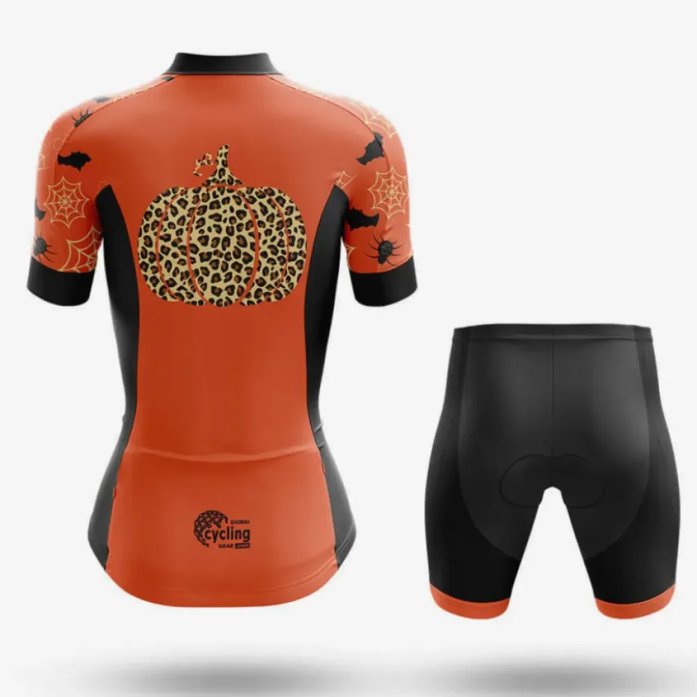 Leopard Pumpkin Cycling Shorts Black/Orange/Pumpkin