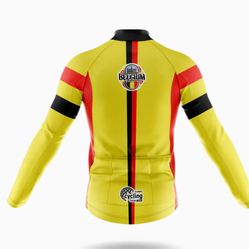 Belgium Flag National Long Sleeve Cycling Jersey Yellow/Red/Black