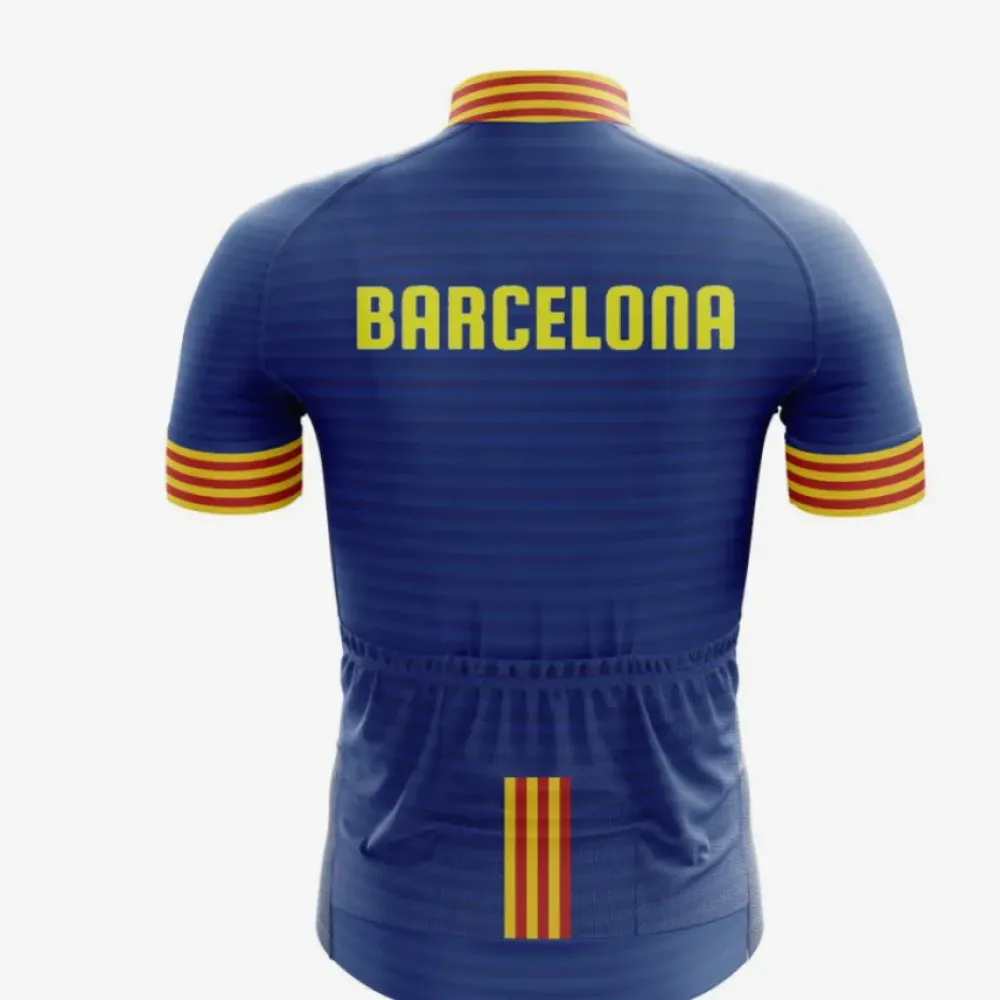 Barcelona Striped Yellow Blue Cycling Jersey