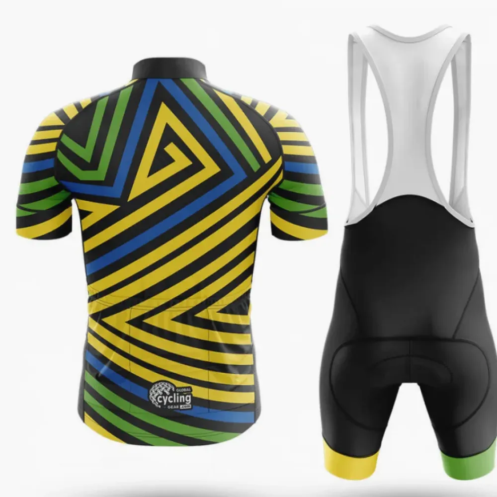 Triangles Long Sleeve Cycling Jersey Geometric Yellow/Green/Blue