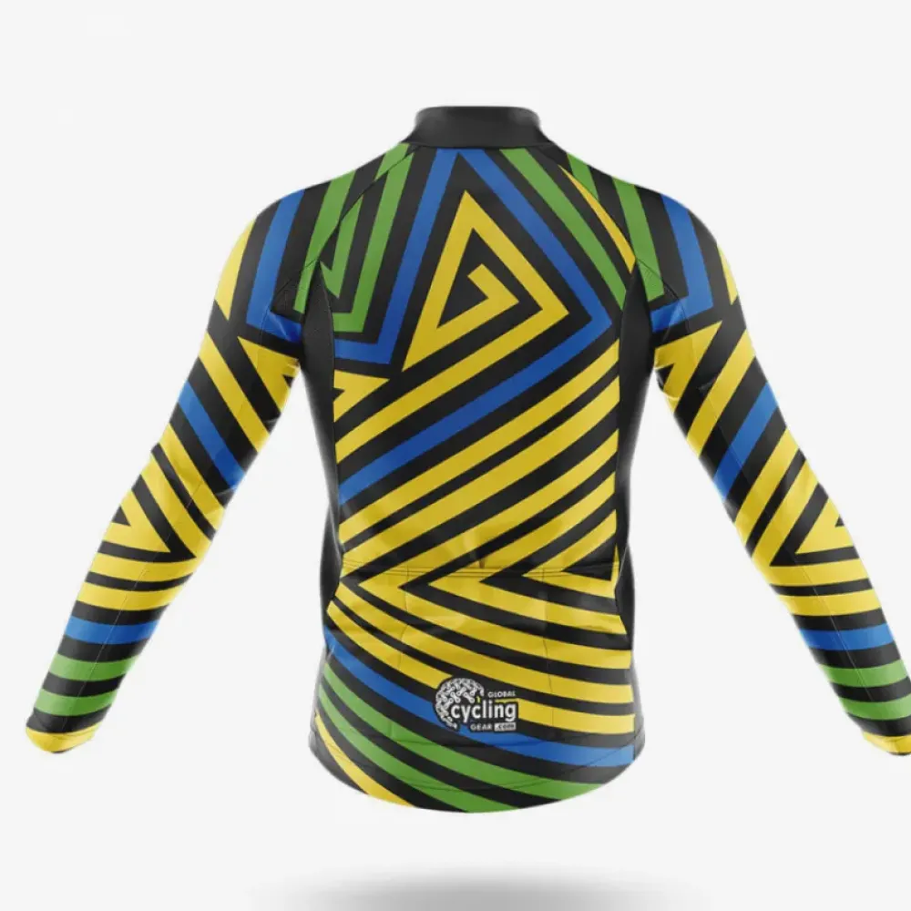 Triangles Long Sleeve Cycling Jersey Geometric Yellow/Green/Blue