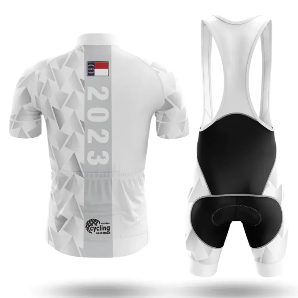 North Carolina 2023 V1 Long Sleeve Cycling Jersey Geometric Pattern White/Red/Grey