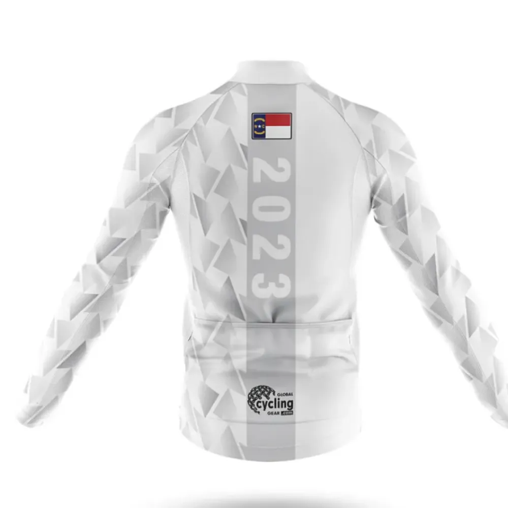 North Carolina 2023 V1 Long Sleeve Cycling Jersey Geometric Pattern White/Red/Grey