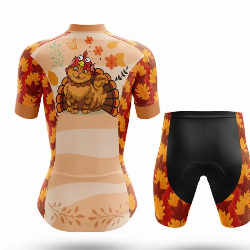 Cat Turkey Cycling Shorts Orange/Brown/Red