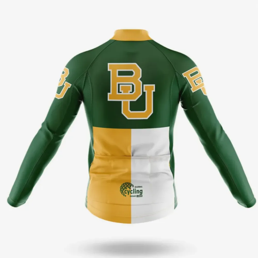 Baylor University TX Cycling Jersey Long Sleeve Green/Yellow/White