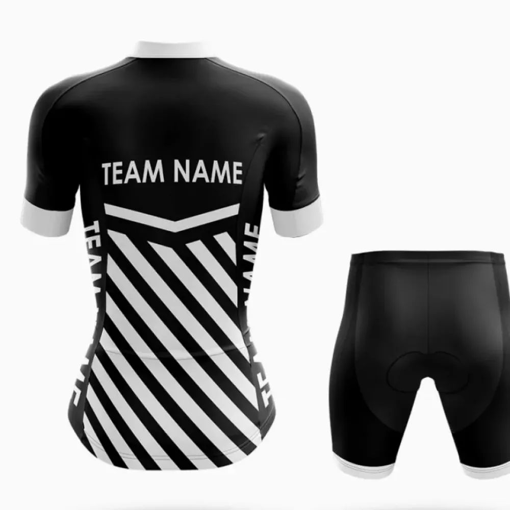 Custom Team Name M3 Black/White/Grey Women's Cycling Shorts