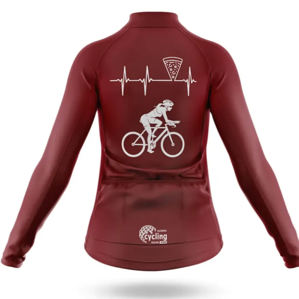 Pizza Heartbeat Women's Cycling Jersey Maroon/White/Purple